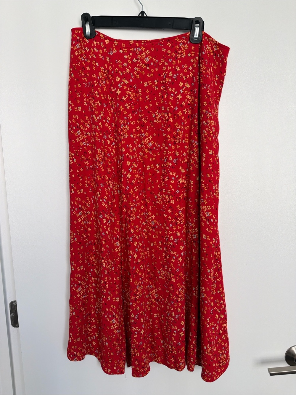 Reformation Red Maxi Skirt with Yellow Floral Print